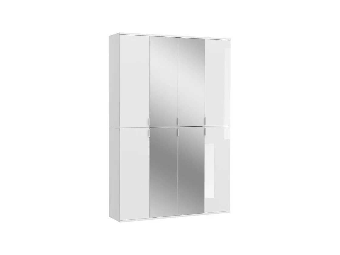 Armoire 8 portes BODITE – 4 portes avec miroirs – Blanc laqué