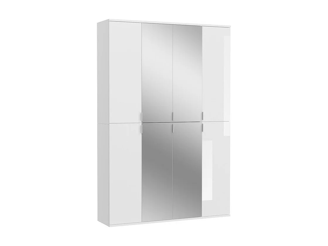 Armário 8 portas BODITE – 4 portas com espelhos – Branco laqueado