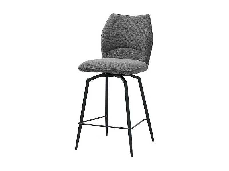 Swivel counter stool CROFT - Donkergrijze stof - Zwarte metalen poten - Hoogte 103 cm - Design/industriële stijl