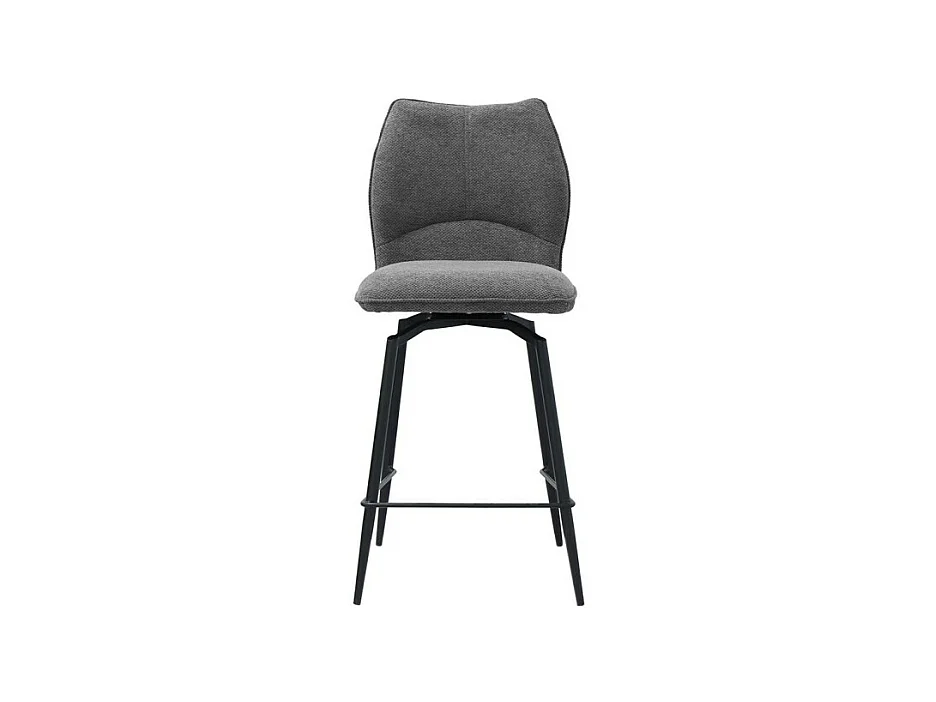 Cadeira de balcão giratória CROFT - Tecido cinza escuro - Pés de metal preto - Altura 103 cm - Estilo design/industrial
