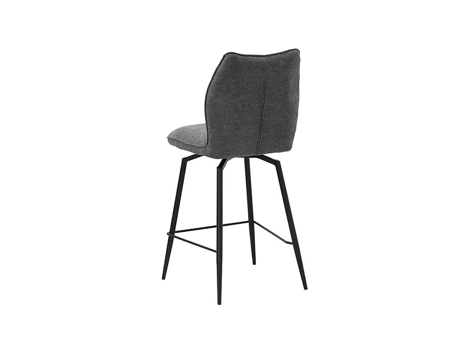 Cadeira de balcão giratória CROFT - Tecido cinza escuro - Pés de metal preto - Altura 103 cm - Estilo design/industrial