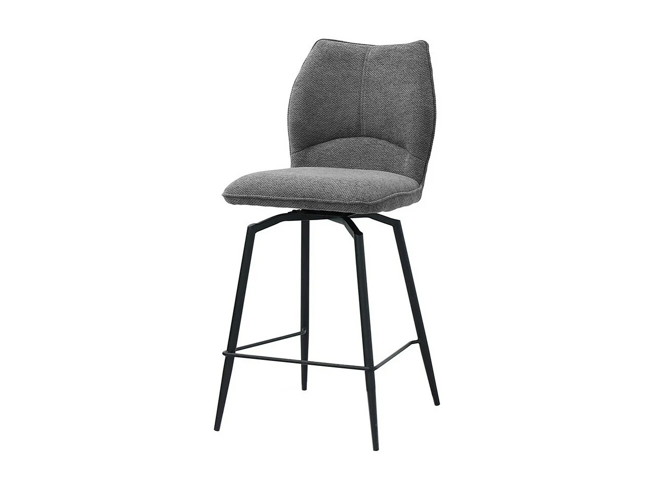 Silla giratoria de mostrador CROFT – Tela gris oscuro – Patas de metal negro – Altura 103 cm – Estilo diseño/industrial