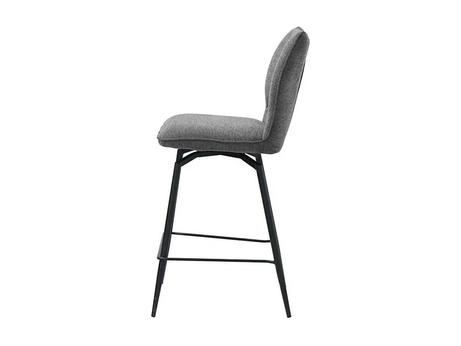 Silla giratoria de mostrador CROFT – Tela gris oscuro – Patas de metal negro – Altura 103 cm – Estilo diseño/industrial