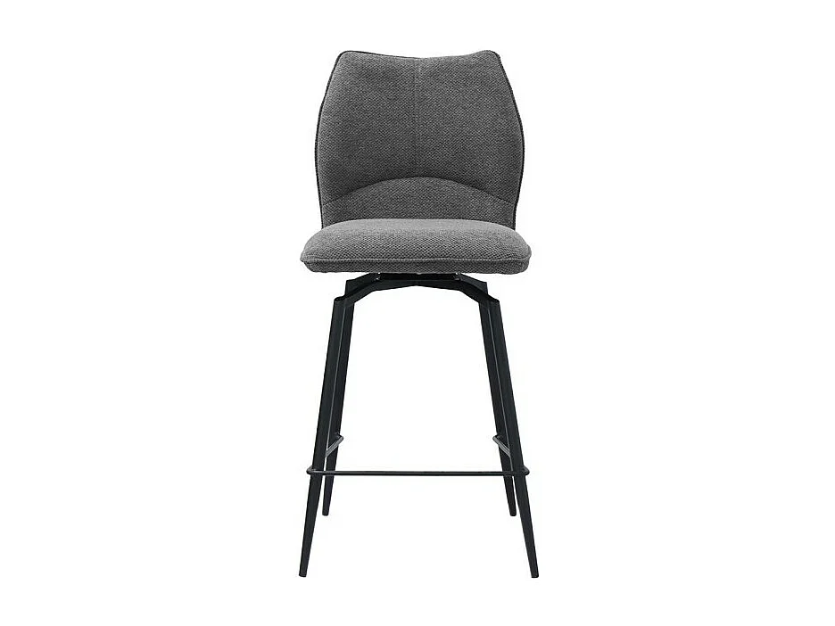 Silla giratoria de mostrador CROFT – Tela gris oscuro – Patas de metal negro – Altura 103 cm – Estilo diseño/industrial