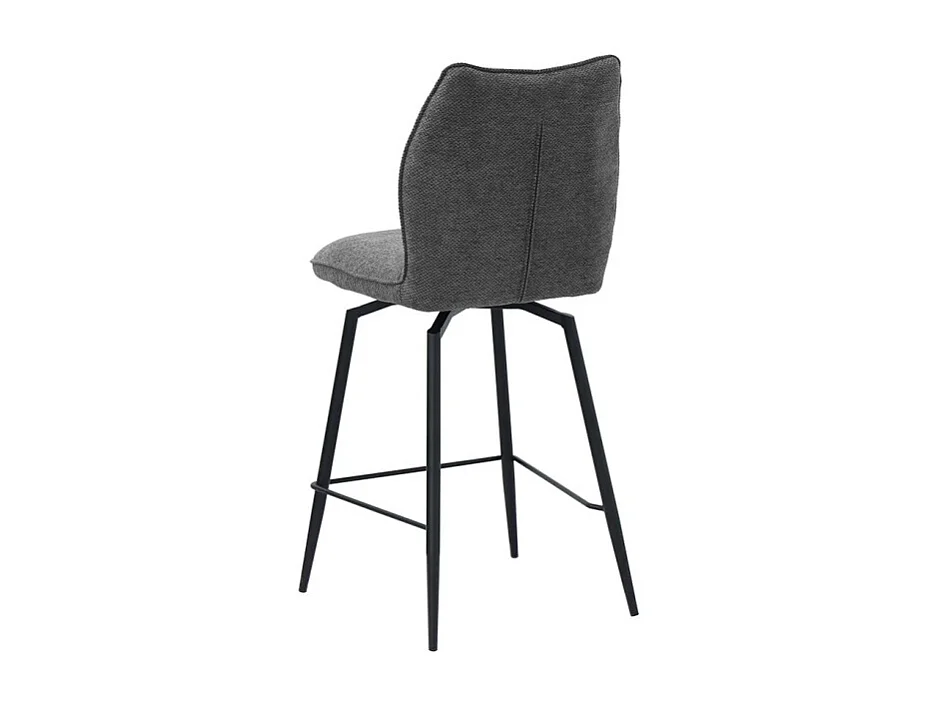 Silla giratoria de mostrador CROFT – Tela gris oscuro – Patas de metal negro – Altura 103 cm – Estilo diseño/industrial