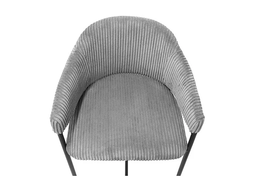 Counterstoel IMANY - Donkergrijs ribfluweel - Met armleuningen - Zwarte metalen poten - Design/industriele stijl