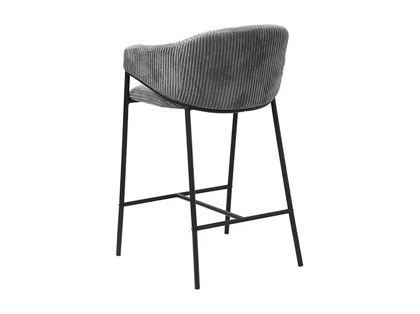 Counterstoel IMANY - Donkergrijs ribfluweel - Met armleuningen - Zwarte metalen poten - Design/industriele stijl