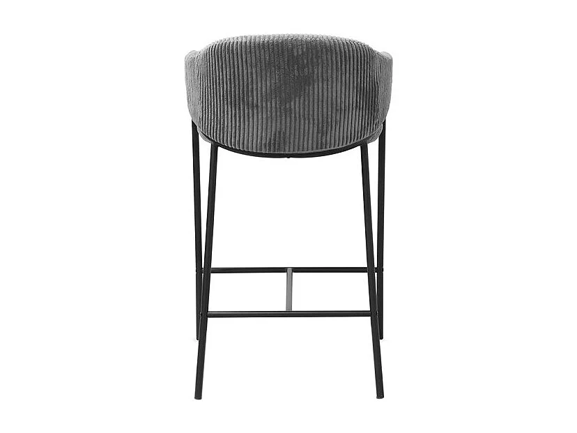 Counterstoel IMANY - Donkergrijs ribfluweel - Met armleuningen - Zwarte metalen poten - Design/industriele stijl