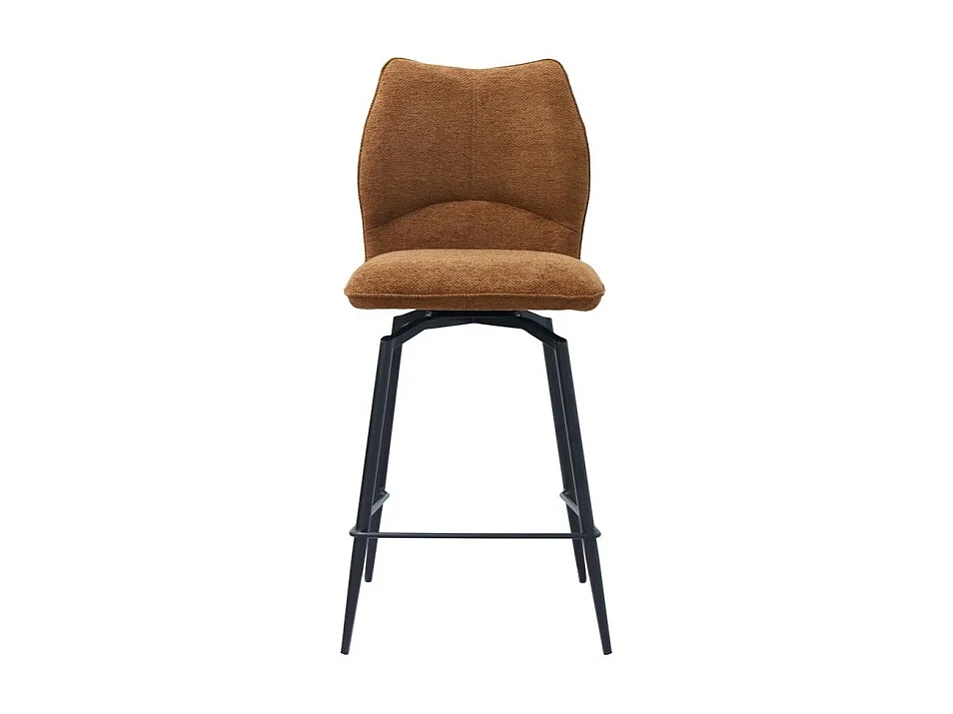 Silla de mostrador giratoria CROFT – Tela marrón óxido – Patas de metal negro – Altura 103 cm – Estilo diseño/industrial