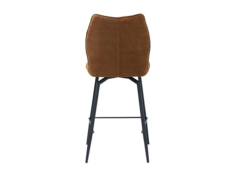 Silla de mostrador giratoria CROFT – Tela marrón óxido – Patas de metal negro – Altura 103 cm – Estilo diseño/industrial
