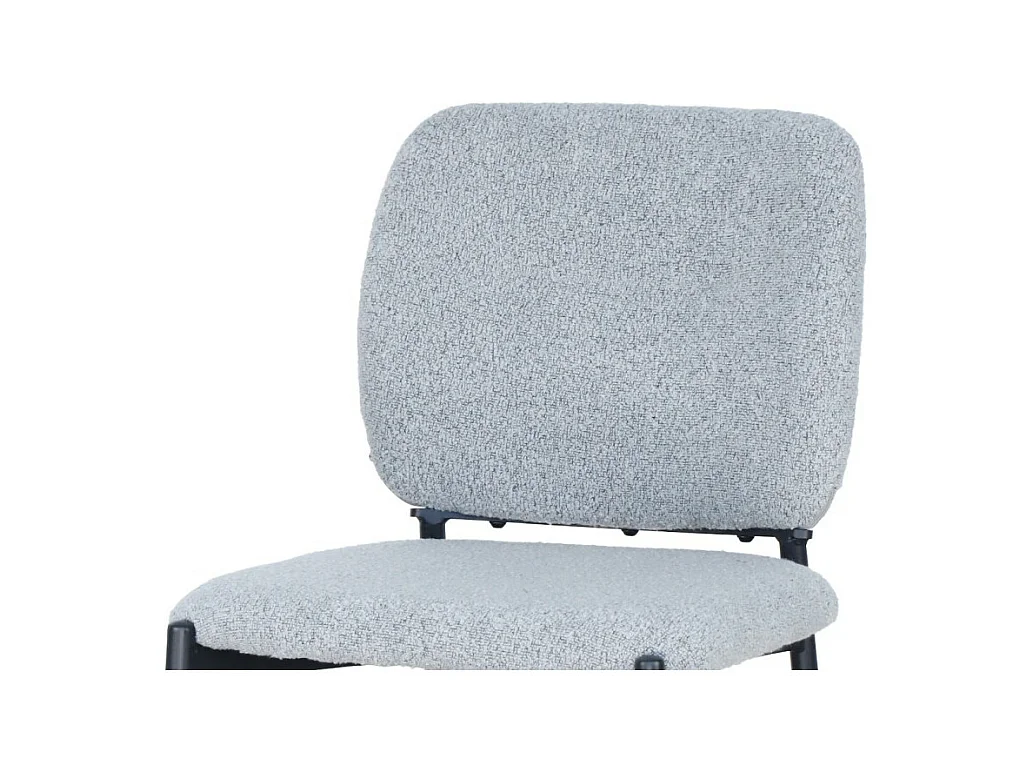 Cadeira de balcão RITA – Tecido cinza claro – Pés de metal preto – Altura 99 cm – Estilo design/industrial