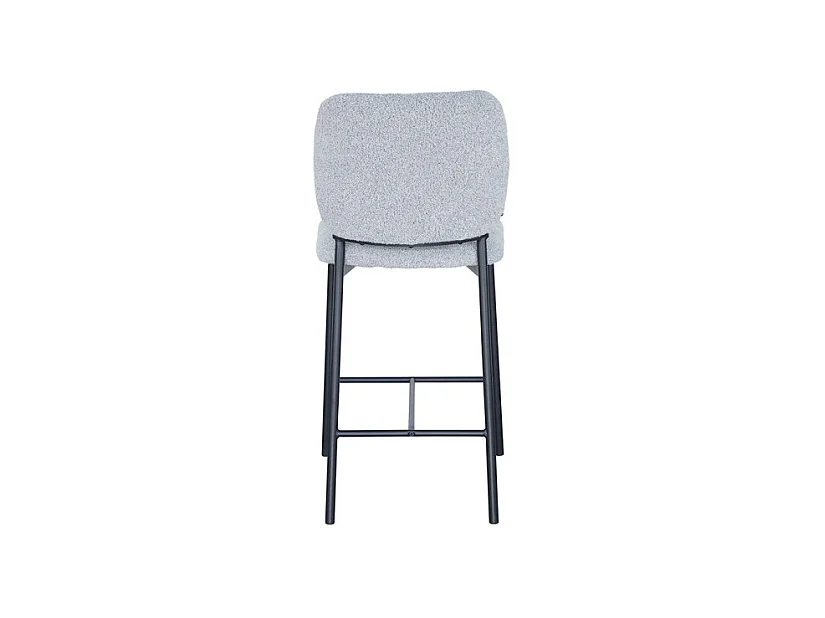 Cadeira de balcão RITA – Tecido cinza claro – Pés de metal preto – Altura 99 cm – Estilo design/industrial
