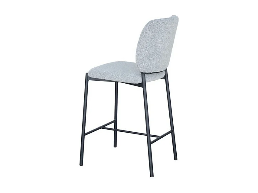 Cadeira de balcão RITA – Tecido cinza claro – Pés de metal preto – Altura 99 cm – Estilo design/industrial