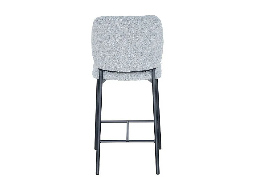 Cadeira de balcão RITA – Tecido cinza claro – Pés de metal preto – Altura 99 cm – Estilo design/industrial