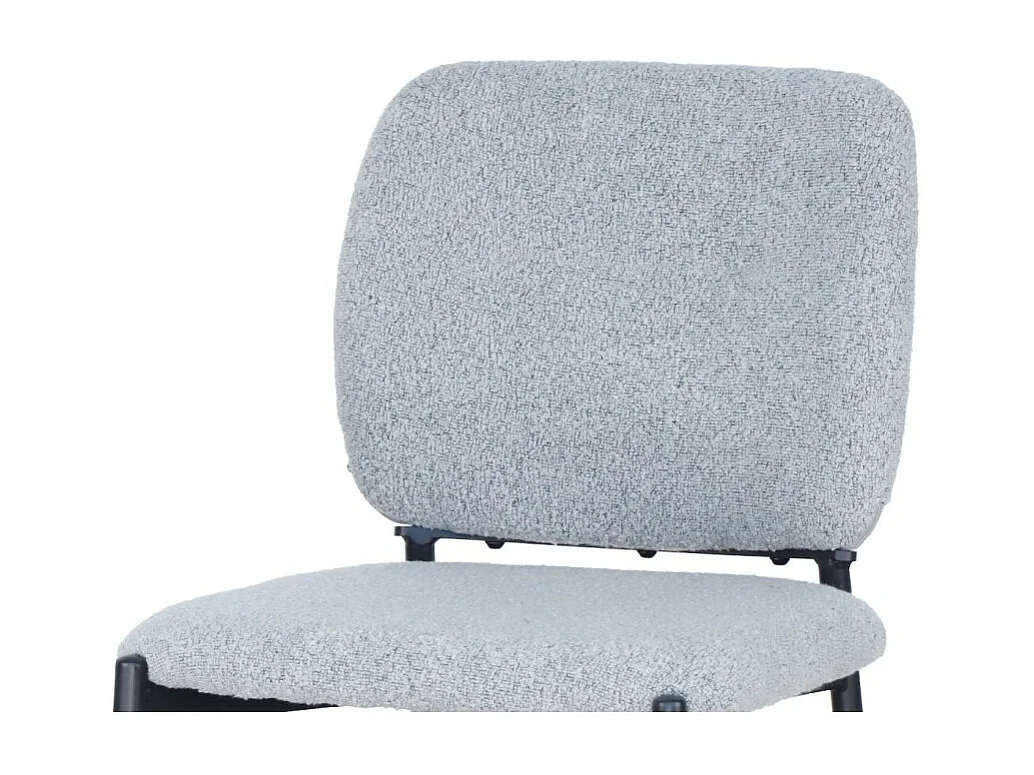 Chaise de comptoir RITA – Tissu gris clair – Pieds en métal noir – Hauteur 99 cm – Style design/industriel