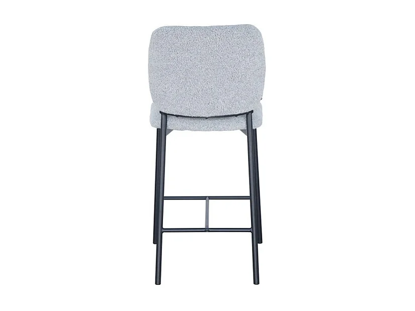 Chaise de comptoir RITA – Tissu gris clair – Pieds en métal noir – Hauteur 99 cm – Style design/industriel