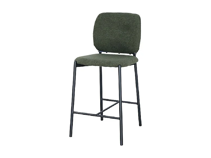 Counterstoel RITA – Groene stof – Zwarte metalen poten – Hoogte 99 cm – Design/industriële stijl
