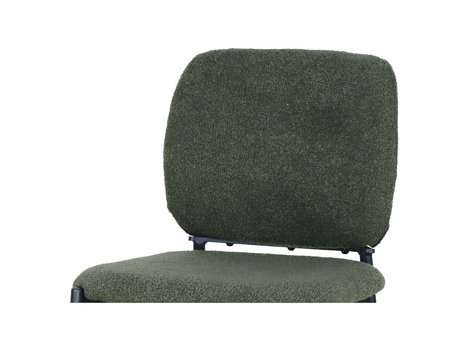 Cadeira de balcão RITA – Tecido verde – Pés de metal preto – Altura 99 cm – Estilo design/industrial