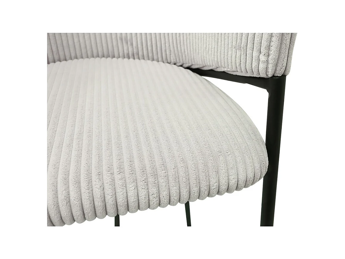 Counterstoel IMANY - Ribfluweel lichtgrijs - Met armleuningen - Zwarte metalen poten - Design/industriële stijl