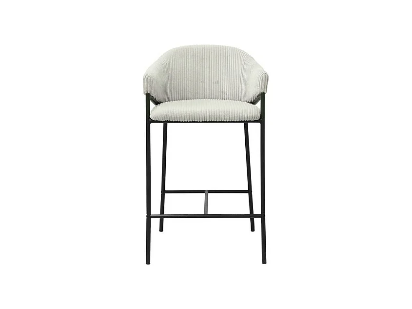 Counterstoel IMANY - Ribfluweel lichtgrijs - Met armleuningen - Zwarte metalen poten - Design/industriële stijl