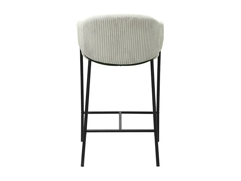 Chaise de comptoir IMANY – Velours côtelé gris clair – Avec accoudoirs – Pieds en métal noir – Style design/industriel