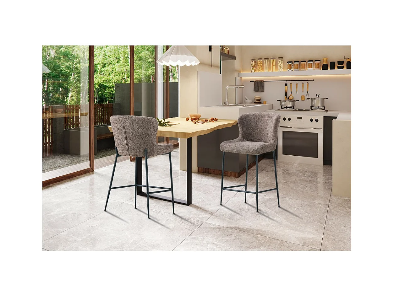 Counterstuhl LISE – Schlingenstoff in Sandfarben – Schwarze Metallbeine – Design-/Industriestil