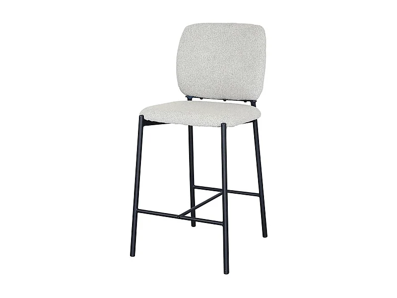 Counterstoel RITA - Beige stof - Zwarte metalen poten - Hoogte 99 cm - Design/industriële stijl