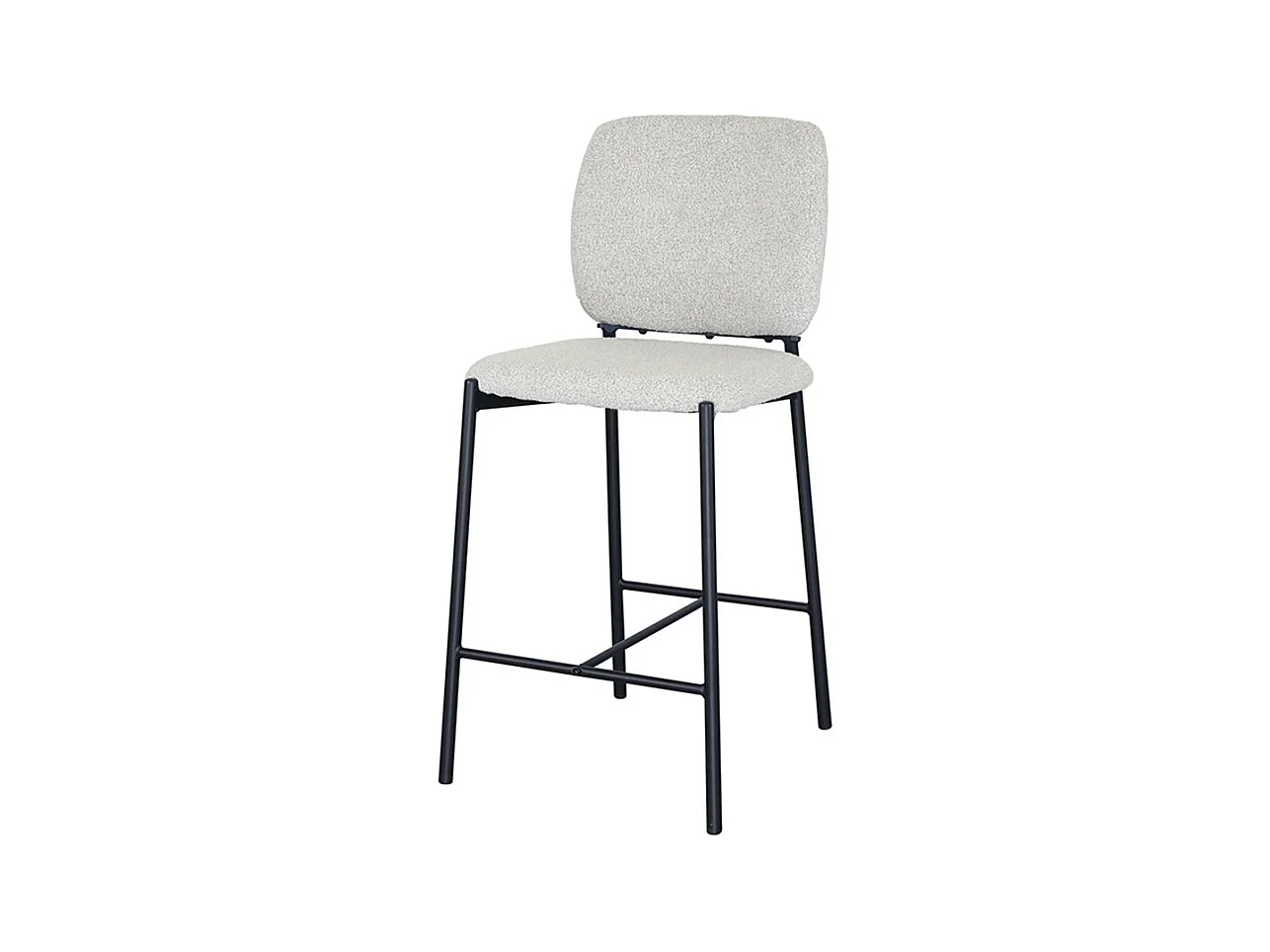 Chaise de comptoir RITA – Tissu beige – Pieds en métal noir – Hauteur 99 cm – Style design/industriel