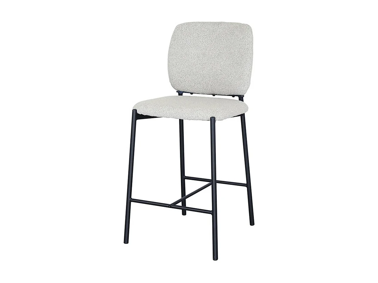 Chaise de comptoir RITA – Tissu beige – Pieds en métal noir – Hauteur 99 cm – Style design/industriel