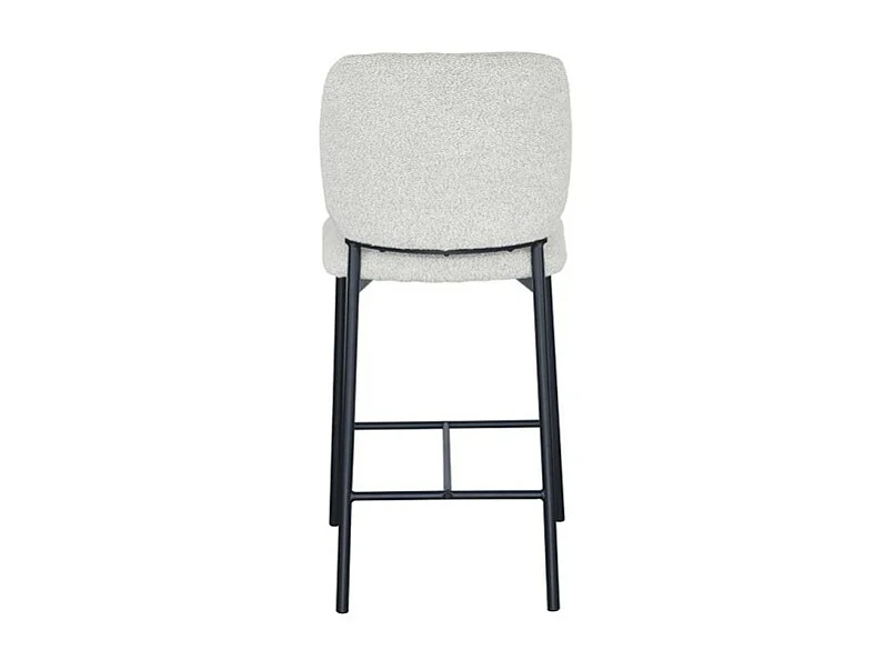 Chaise de comptoir RITA – Tissu beige – Pieds en métal noir – Hauteur 99 cm – Style design/industriel