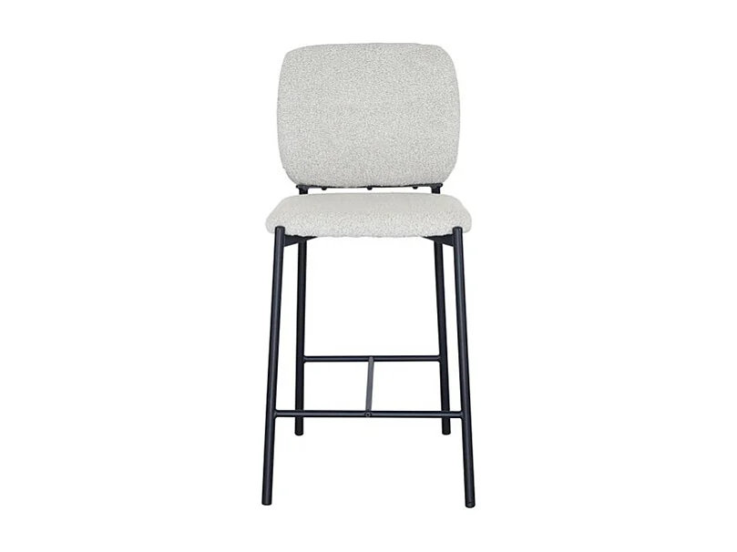 Counterstoel RITA - Beige stof - Zwarte metalen poten - Hoogte 99 cm - Design/industriële stijl