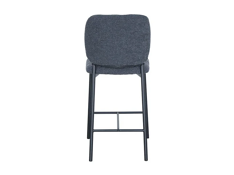 Chaise de comptoir RITA – Tissu gris foncé – Pieds en métal noir – Hauteur 99 cm – Style design/industriel