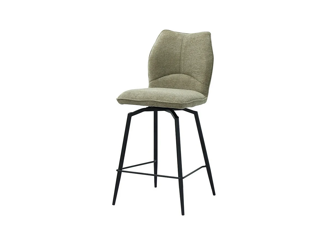 Chaise de comptoir pivotante CROFT – Tissu beige sable – Pieds en métal noir – Hauteur 103 cm – Style design/industriel