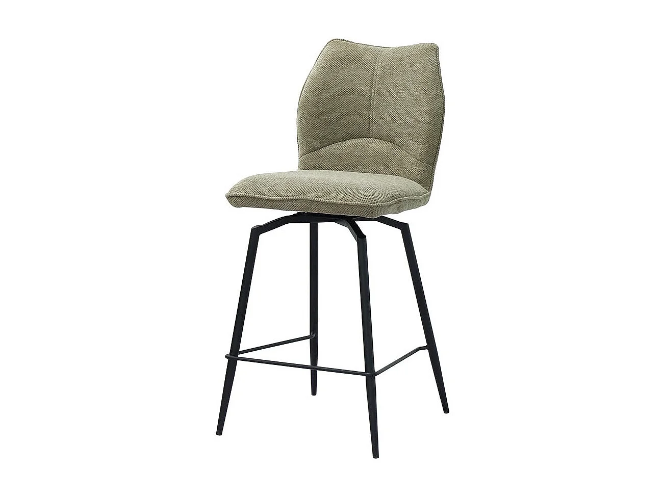 Cadeira de balcão giratória CROFT – Tecido bege areia – Pés de metal preto – Altura 103 cm – Estilo design/industrial