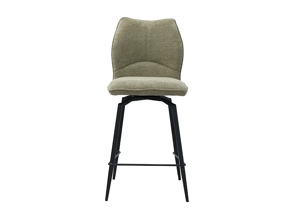 Cadeira de balcão giratória CROFT – Tecido bege areia – Pés de metal preto – Altura 103 cm – Estilo design/industrial