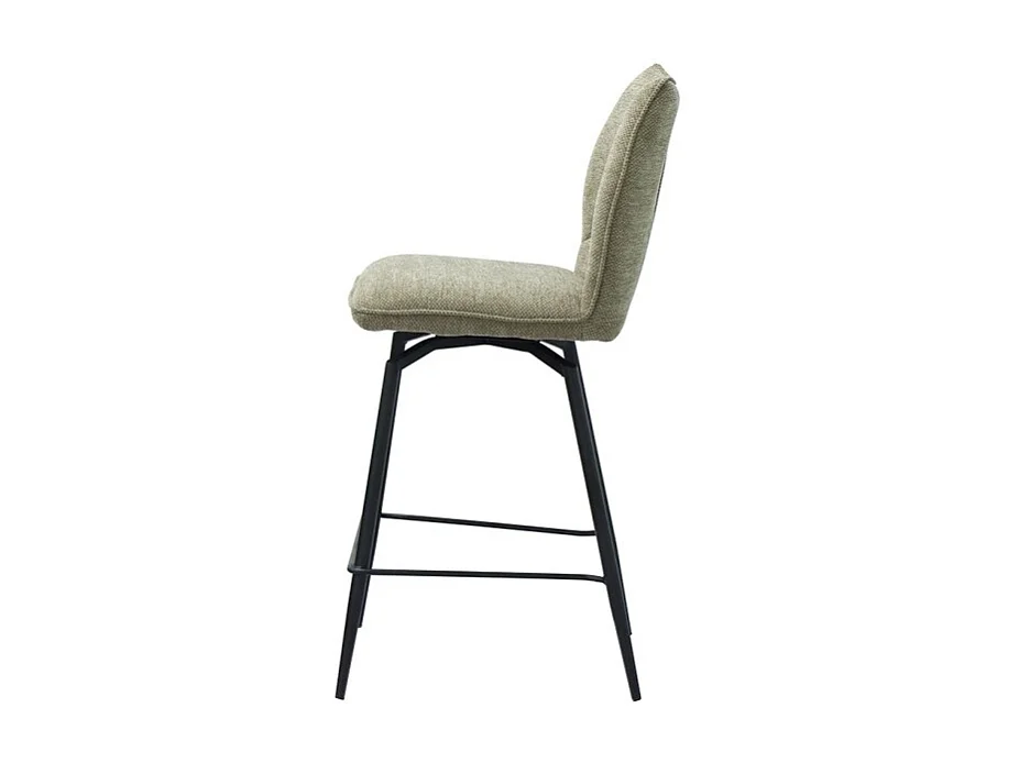 Cadeira de balcão giratória CROFT – Tecido bege areia – Pés de metal preto – Altura 103 cm – Estilo design/industrial