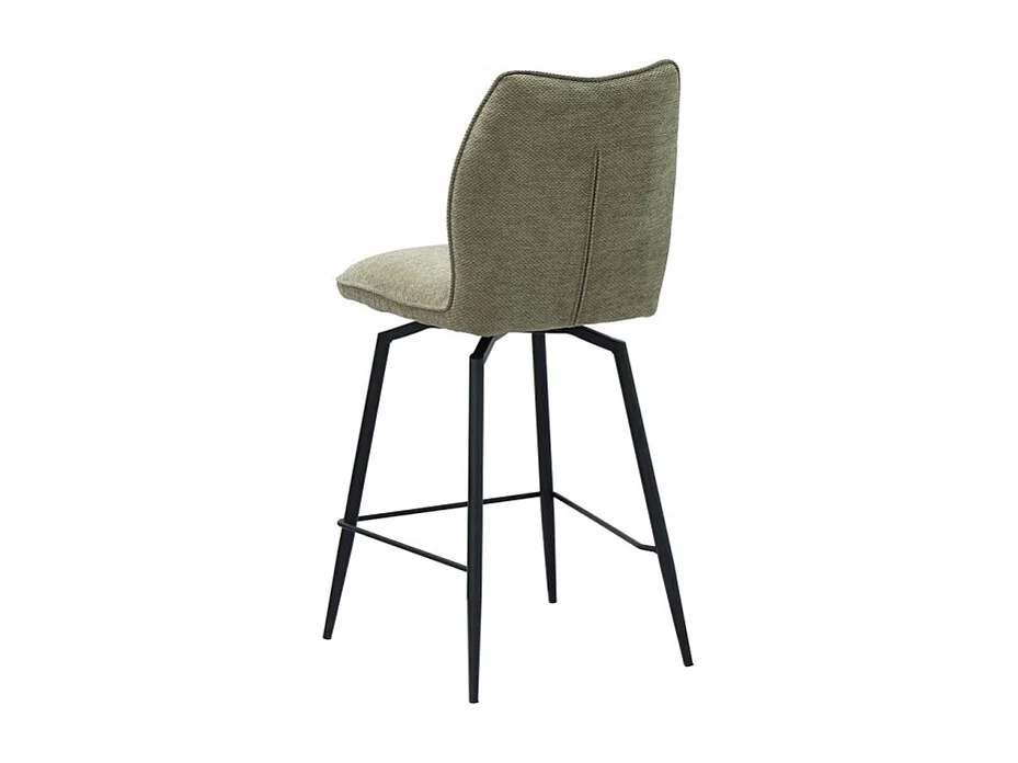 Cadeira de balcão giratória CROFT – Tecido bege areia – Pés de metal preto – Altura 103 cm – Estilo design/industrial