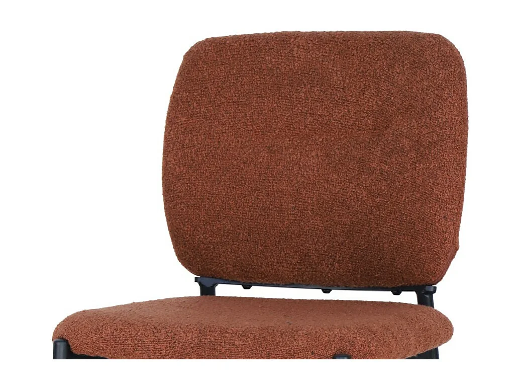 Chaise de comptoir RITA – Tissu marron rouille – Pieds en métal noir – Hauteur 99 cm – Style design/industriel