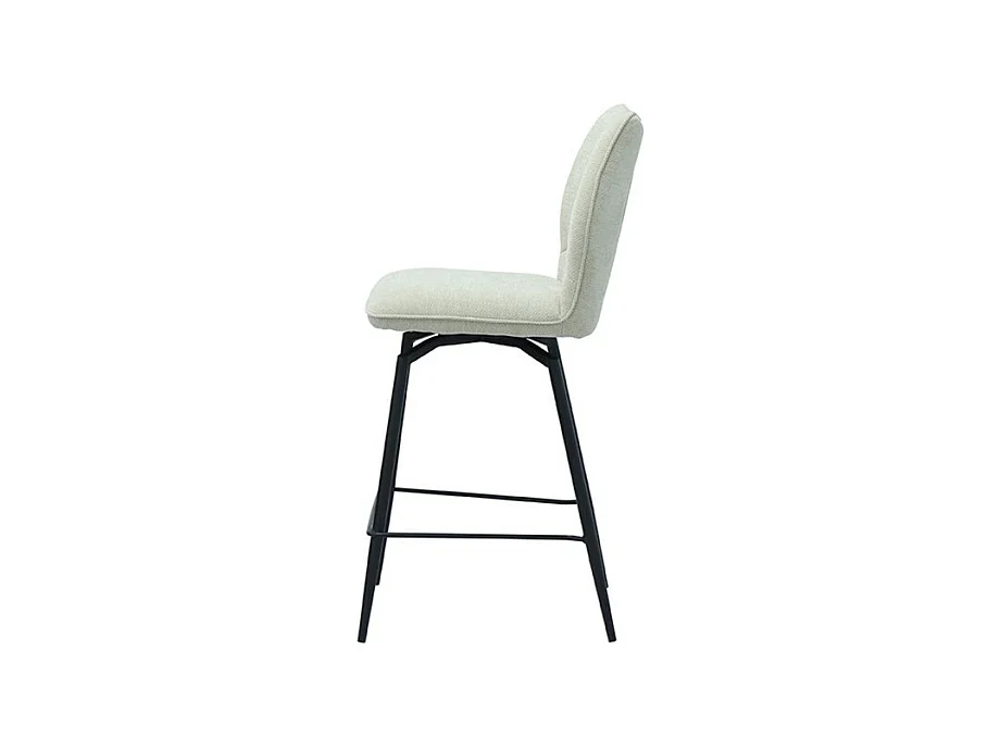 Cadeira de balcão giratória CROFT – Tecido cru – Pés de metal preto – Altura 103 cm – Estilo design/industrial