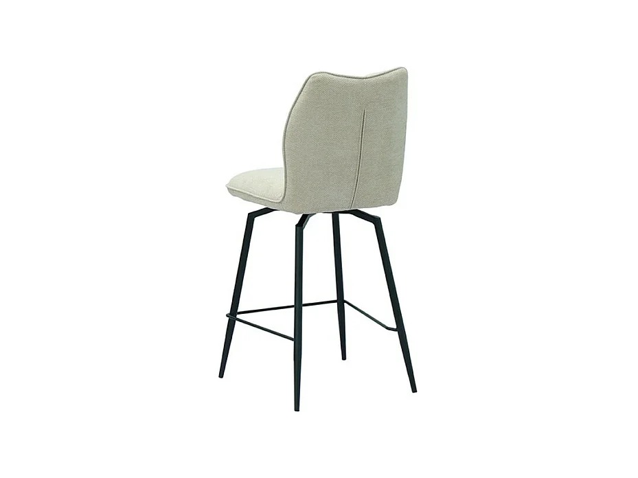 Cadeira de balcão giratória CROFT – Tecido cru – Pés de metal preto – Altura 103 cm – Estilo design/industrial