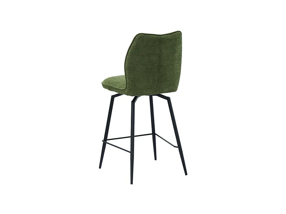 Cadeira de balcão giratória CROFT – Tecido verde – Pés de metal preto – Altura 103 cm – Estilo design/industrial