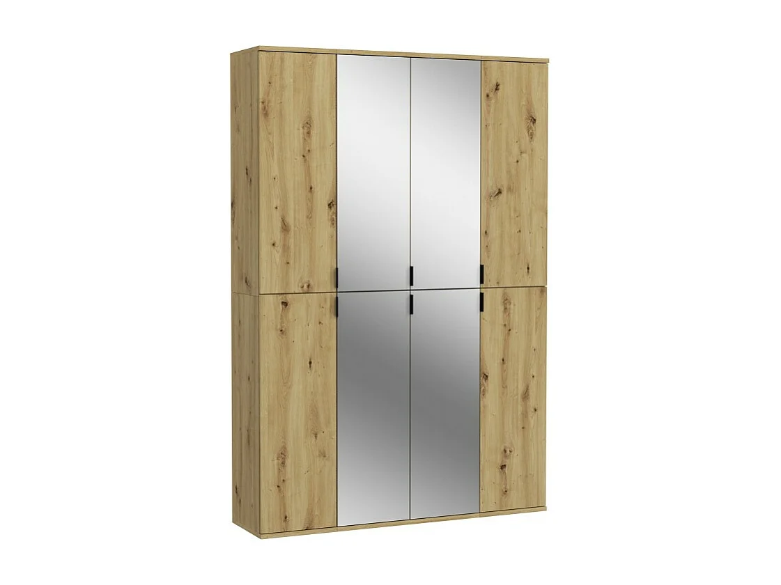 Armario de almacenamiento BODITE – 8 puertas con espejos – Roble claro