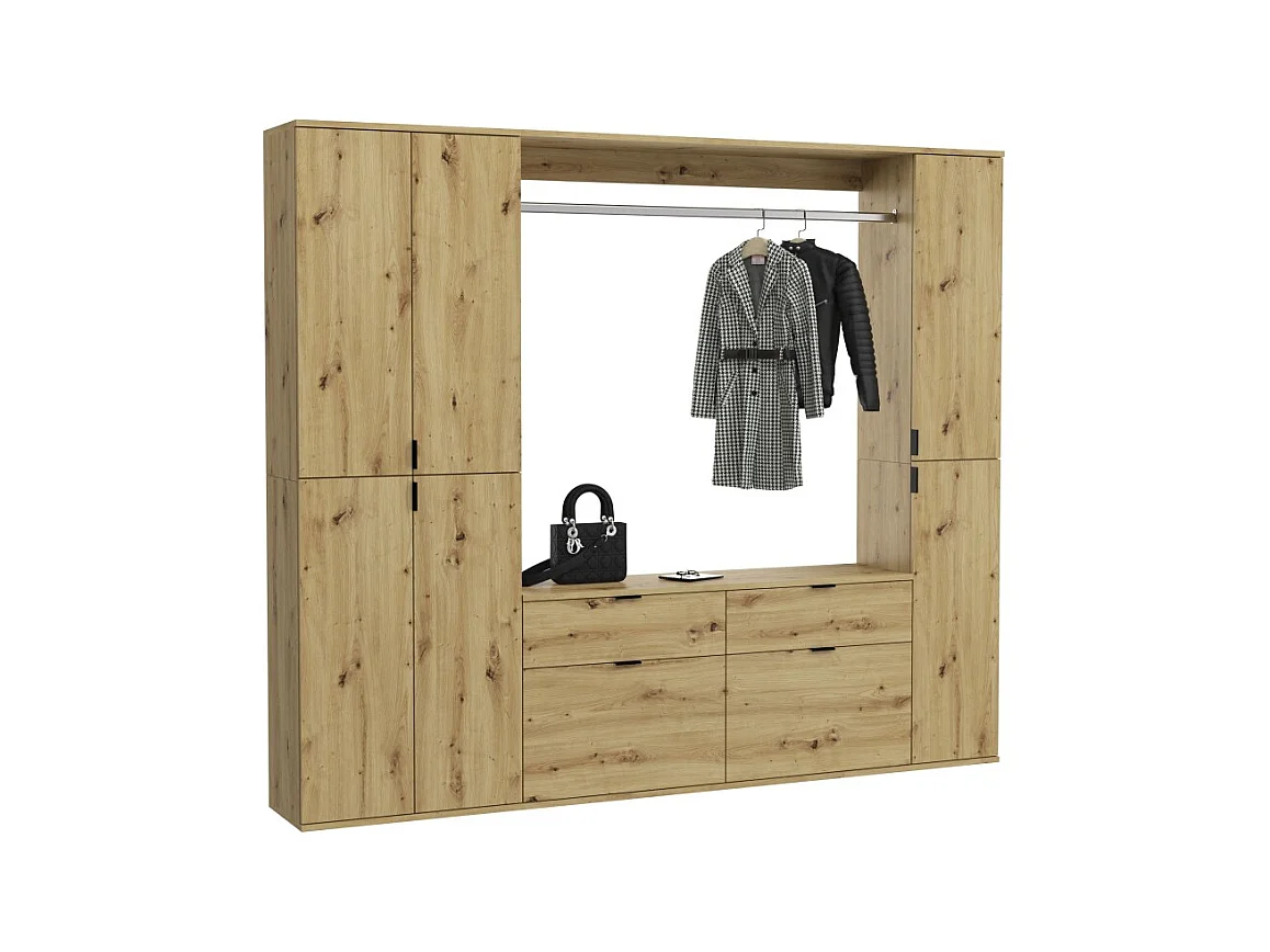 Armoire de rangement 6 portes + 4 tiroirs – Chêne clair – BODITE