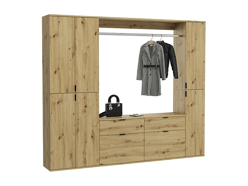 Armoire de rangement 6 portes + 4 tiroirs – Chêne clair – BODITE