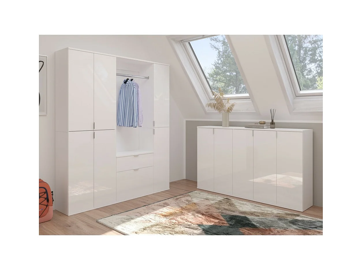 Meuble de rangement BODITE – 2 portes – Blanc laqué – Compact et pratique