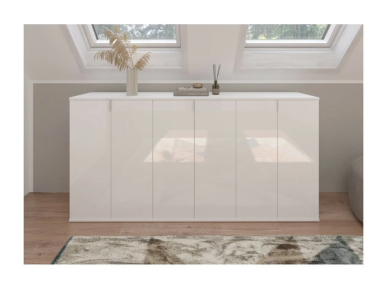 Mueble de almacenamiento BODITE – 2 puertas – Blanco lacado – Compacto y práctico