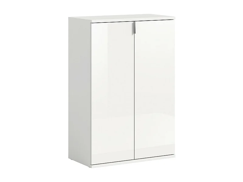 Meuble de rangement BODITE – 2 portes – Blanc laqué – Compact et pratique