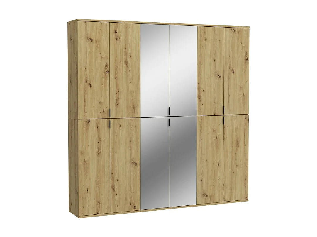 Armario de almacenamiento BODITE – 12 puertas con espejos – Roble claro