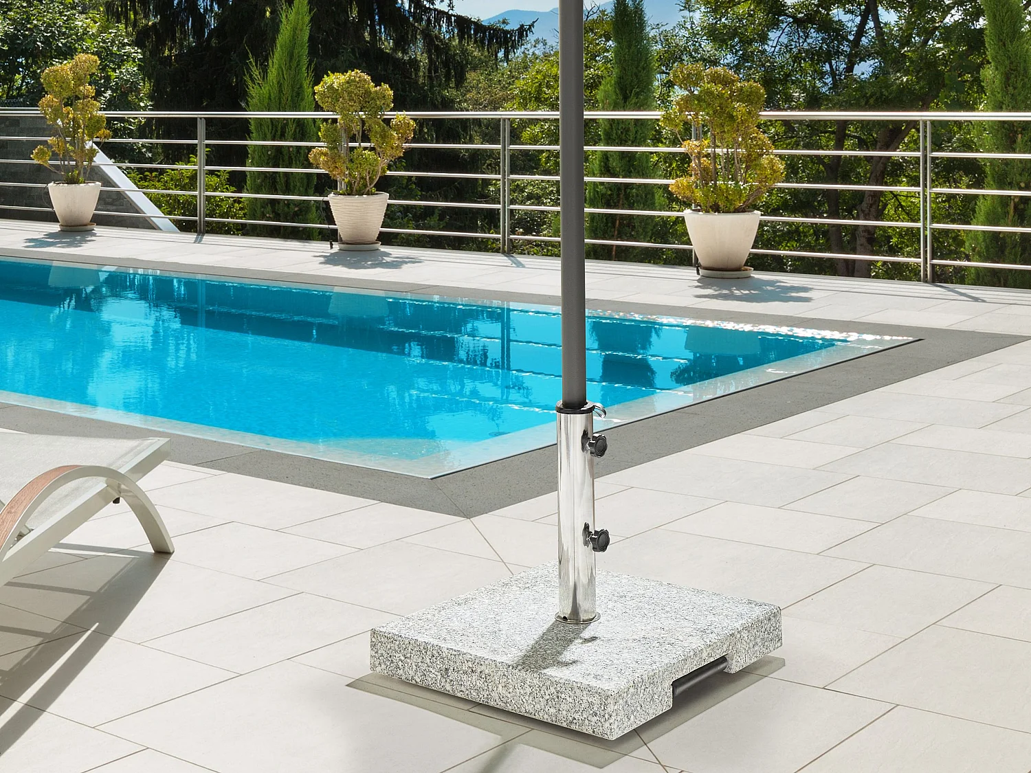 Garten Sonnenschirmständer Granit / Edelstahl quadratisch grau 45x45 cm Cerzeto