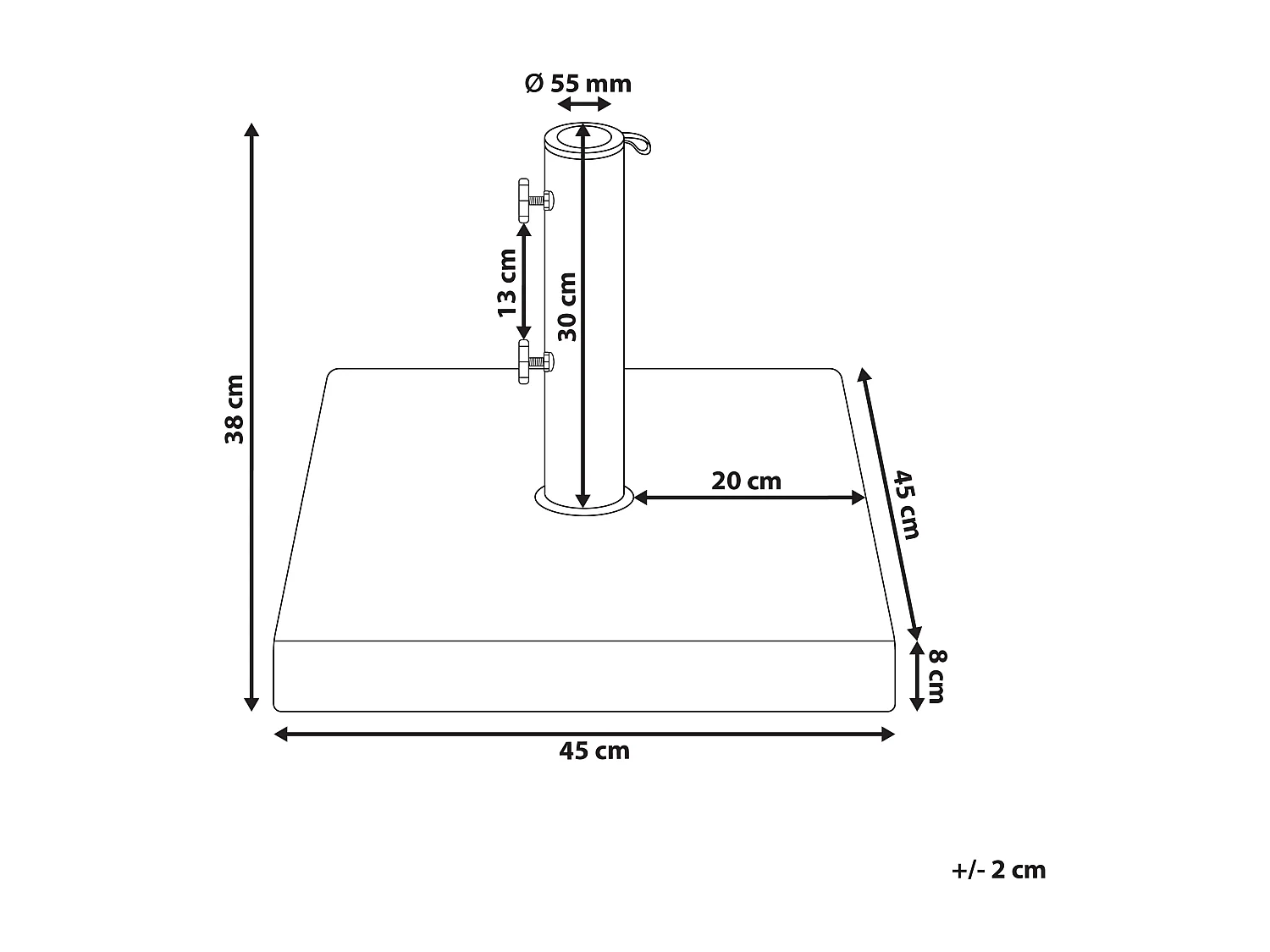 Socle de parasol CERZETO Gris Carré 30 kg